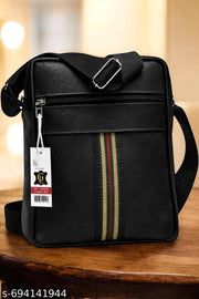 Black Men PU Leather Crossbody Sling Bag | Stylish Office & Casual Shoulder Bag for Men | Brown Messenger Side Bag