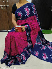 Soft Cotton Mulmul Saree with Separate Cotton Mulmul Blouse Piece Fabric Quality 162% Good Quality Product