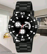 Black Analog Watch - For Men And Boy Luxury Black lather Designer Watch Designer Lather Strap Stylish Sport Look Boys watch for men Analog Watch - For Men
