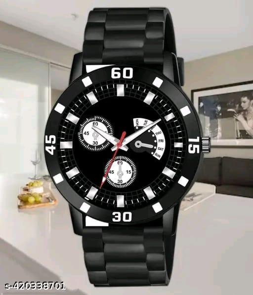 Black Analog Watch - For Men And Boy Luxury Black lather Designer Watch Designer Lather Strap Stylish Sport Look Boys watch for men Analog Watch - For Men