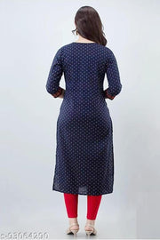 Women's Rayon Yoke Embroidery Blue Kurta