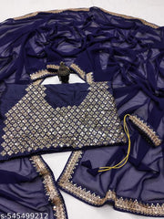 Fency Disener Georgette Pretty Sarees With New Fency Border With Blouse Piece.
