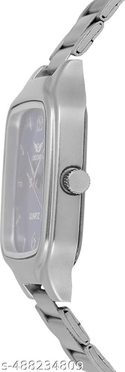 Elegant Silver Square Analog Quartz Wrist Watch for Men and Boys - Stylish and Timeless Design for Every Occasion (Pack of 1)