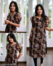 Self Design Organza Flower Design Kurti