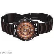 ANALOG DAY AND DATE WORKING BROWN DIAL BROWN CHAIN WATCH FOR MEN