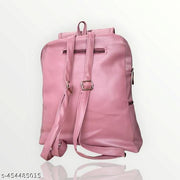 VORIYO Backpack for Girls Women Casual Soft PU Leather Travel Shoulder Bags Pithu Bag (Pink)