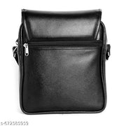 Black Men Sling Bag Men’s Premium PU Leather Sling Bag – Compact Crossbody Side Bag