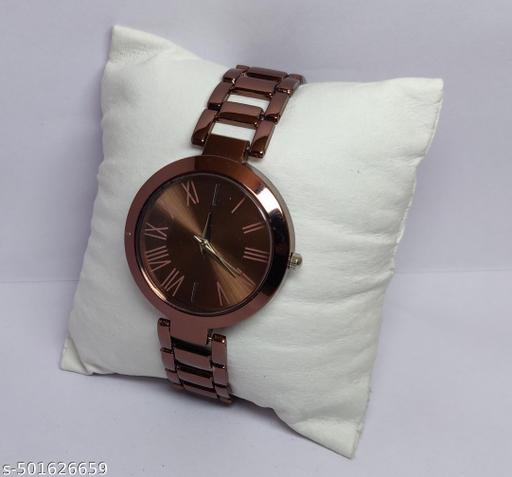 Trendy Roman Round Dial Attractive metal belt Analog Watches for Women