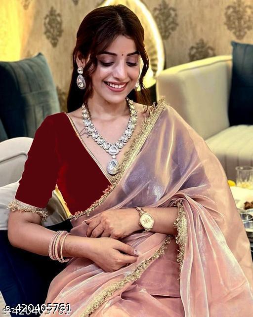 Women's Luxury Saree with Designer Lace Border Blouse, Fancy Wedding Party Wear Festival Ethnic Saree