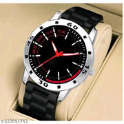 Yolako Dial Silver Cash Black Pu Bump Belt Boy and Men Watch