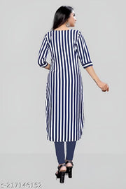 Women's Printed Full-Stitched Crepe Straight Kurti(Combo Offer Pack Of 3)