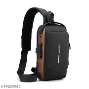 Men’s Waterproof Shoulder Bag with USB Charging Port, Anti-Theft Crossbody Sling Backpack – Reflective Strip Design, Multiple Pockets for Tablet, Wallet, Keys – Versatile for Travel, Outdoor & Business