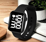 Digital Dial Waterproof Smart Design LED Display Kids Watch for Boys & Girls C-98 Black