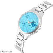 Medboo Sky Blue BFS Dial Metal Silver Belt Girls watch