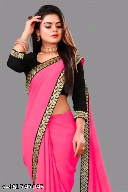 Solid/Plain Daily Wear Georgette Saree