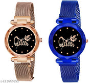 Queen Dial Magnetic Belt Combo Women's and Girl's Watches Pack of 2