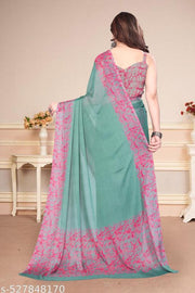 Women's Trendy Party Wear Chiffon Plain Saree