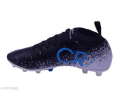 Black Solid Football Shoes For Men