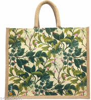 Sangra Eco-Friendly Jute Multipurpose Handbag with Zipper | Stylish & Versatile All-Over Print Bag (Pack of 2)