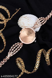 Stone Studded Dial with Designer Stone Studded Bracelet Chain Analog Watch for Women & Girls