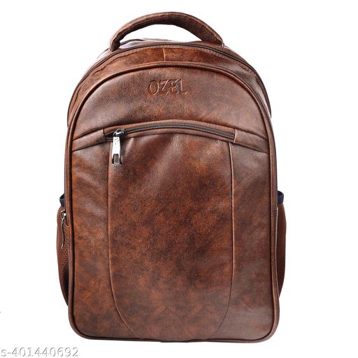 OZEL BAG Premium PU Leather Laptop Backpack School/College/Office/Travel Bags For Men & Women Upto 15inch Laptop - Brown