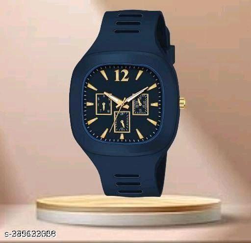STYLISH ROYAL LOOKING ANALOG WATCH WHITE & GREY SILICON STRAP,SQUARE PREMIUM DIAL,  WATCH, CASUAL FORMAL, PARTYWEAR, BRANDED WATCH, FOR (DIWILI BEST GIFT OFFER PACK) MEN AND BOY.