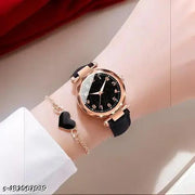 Stylish Classy Designer Black Starry Sky Numeral Dial Leather belt Wrist Watch Girls Fashion Analog Watch - For Women Casual Round Quartz Watch for Daily Life New Collection Women's Watch Shiny Fashion Quartz Watch Casual Style Ladies Watch (Only Watch )