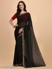 NEW GEORGETTE MIRROR LACE SAREE