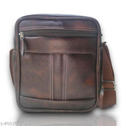 skyden Leather Sling Cross Body Travel Bag for Men (Brown) Men & Women Brown Messenger small sling bag Color Brown for men women office use persnol casual with adjustable shoulder strap and easy