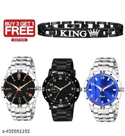 Men's stylish watches Combo-Pek of 3 Watch+King Breslet Free