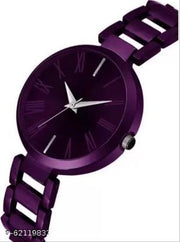 Best Quality Ethnic Purple Metal Chain Belt Analog Watches for Girls Watches for Women