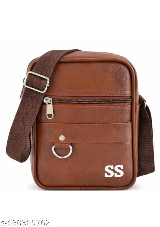 Pure Luxury Gloss Leather Small Sling Bag for Men | Chest Slinger bag | Crossbody Bag| Side Bag Men | Mini Leather Slings | Corporate Gift Item | Passport Document Sling. (Royal Brown)