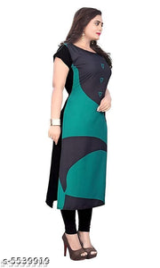 Polyster/Crepe fabric-Women's Colorblocked Kurti