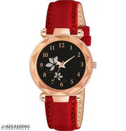New Dial Leaf Leather Belt Girls Analog Watch