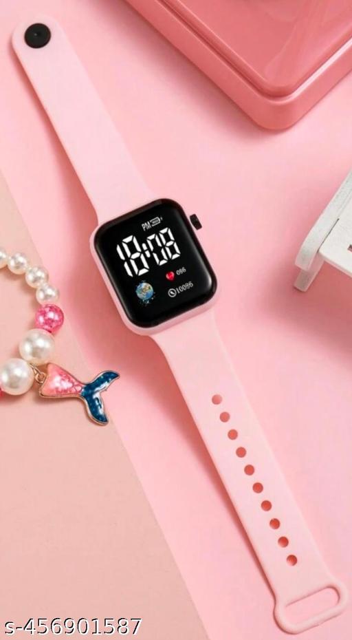 Trendy Pink Colour Small Led Light Digital Watch for Girls n Womens