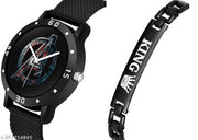 Black Watch King Bracelet for Men Analog Watch - For Men