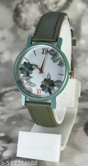 Best Quality Royal Embossed Designer Shine Round Dial with Slim Fit Attractive Leather Belt Analog Watches for women