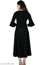 Trendy Ethnic Women's Solid Flared kurtis (Black)
