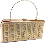 Women's Compact Golden Fancy Bridal Clutch|  Sling Bag With Chain Handle ,(Multy Design)