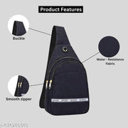 Sling bag Crossbody travel bag Stylish Shoulder Bag chest bag Backpacks Lightweight One Strap Sling Bag for Men & Women (Black - 30 x 16 x 7 Cm)