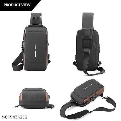 Sling Bag for Men & Women | Anti-Theft Crossbody Backpack with USB Charging Port, Waterproof Casual Messenger Shoulder Bag