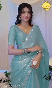 jimmy chu organza sarees designer organja sarees party wear stone saree new collection stone work sarees stone wala saree jimmy chu fabric saree