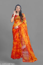 ORGANZA MUTTY COLOUR SAREE  IN FANCY DISION