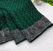 SI_ PIPOLS PIPAL PAN Georgette WEDDING FESTIVAL PARTY  HOTFIX WORK GREEN SAREE