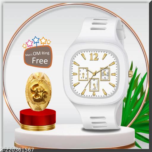 White Miller Analog Man's & Boy's Analog Watch (OM Ring)