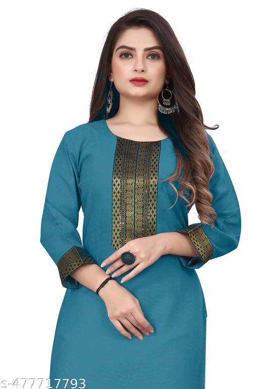 Fashionable Cotton Slub jacquard work Kurti For Women