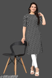 Women Crepe Fabric Printed Straight Kurti, Size -S, M, L, XL, XXL, 2XL, XXXL, 3XL, 4XL, 5XL,6XL,7XL,8XL,9XL,10XL ( New Arrival New Design Fashionable Kurti )