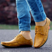 Beige Solid Loafers For Men