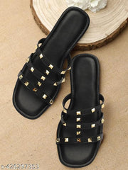 AnKaHu women flats for women Black stylish partywear new model latest fashion Square Sole ladies footwear