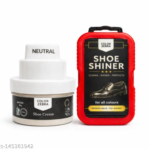 Quick Cream Shoe Polish Color - Natural (Pack 50 Grams) and Shoe Shiner| Carnauba Wax Shoe Polish Cream with Silicon Oil and Leather Conditioner